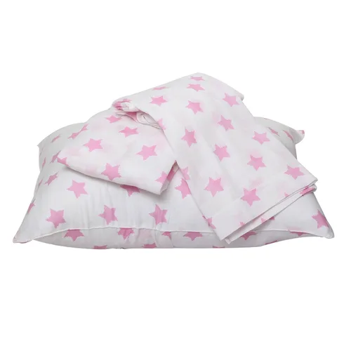 Miniatura 5 de Bacati - Juego de sábanas de muselina Ikat Stars de 3 piezas para niñas pequeñas, 100% algodón, incluye sábana bajera, sábana superior y funda