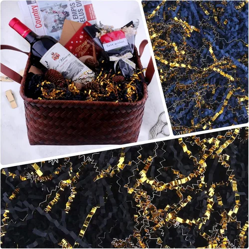 Miniatura 3 de Relleno de papel de corte arrugado de 8 onzas (1/2 libra), envoltura de regalo y relleno de cesta de regalo para Navidad, Halloween y decoraciones