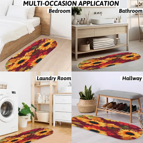 Miniatura 7 de cfpolar Fall Maples Sunflower Bathroom Rugs Non-Slip Bath Rug Microfiber Bath Mat Absorbent Kitchen Mats and Rugs Machine Washable Oval Plush Floor