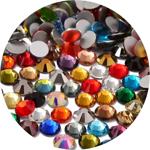 Miniatura 28 de NCB 288 diamantes de imitación de cristal redondos para arte de uñas, con parte trasera plana, para hacer accesorios de bricolaje, zapatos, ropa