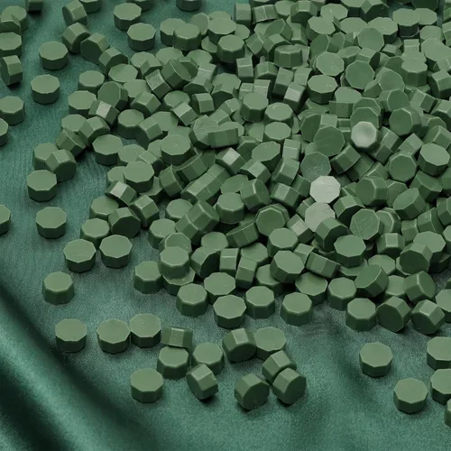 Miniatura 7 de UNIQOOO 540 piezas de perlas de cera de sellado verde oliva oscuro para sello de cera, perfecto para invitaciones de boda, tarjetas de Verde Oliva