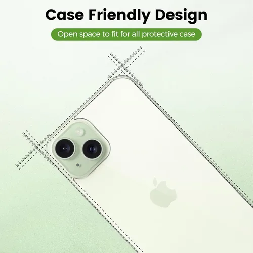 Miniatura 4 de [Paquete de 2] Protector de pantalla trasera para iPhone 15 Plus, protector de pantalla de vidrio templado antiarañazos y burbujas, película trasera