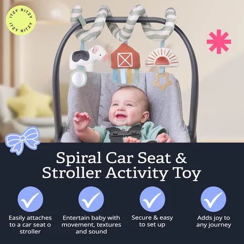 Miniatura 3 de Itzy Ritzy Juguete de actividad en espiral para asiento de automóvil y cochecito – Juguetes para cochecito y asiento de automóvil para edades de 0