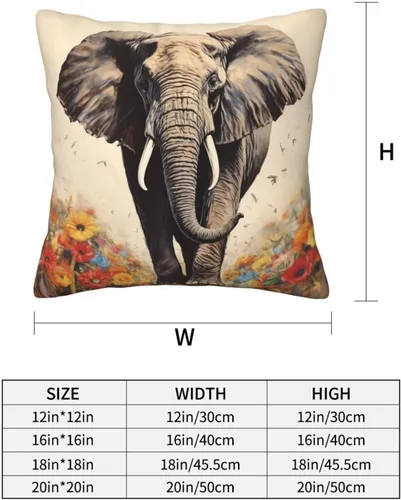 Miniatura 3 de Fundas de almohada decorativas con estampado de pintura de elefante, funda de cojín cuadrada suave, fundas de cojín para sofá, dormitorio, sala