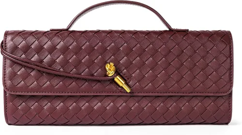 Miniatura 22 de Joryin Bolso tejido para mujer, bolso de mano de cuero tejido, bolso cruzado, bolso formal de noche, cuero vegano