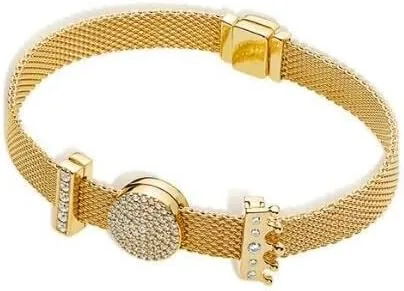 Miniatura 4 de Juego de pulsera de plata de ley 925 real de oro rosa con reflejos originales para mujer pulsera de abalorios joyería de bricolaje