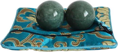 Miniatura 8 de Bolas de baoding tradicionales chinas de mármol natural negro y blanco para ejercicio de salud, medicina, bolas de masaje para terapia de manos
