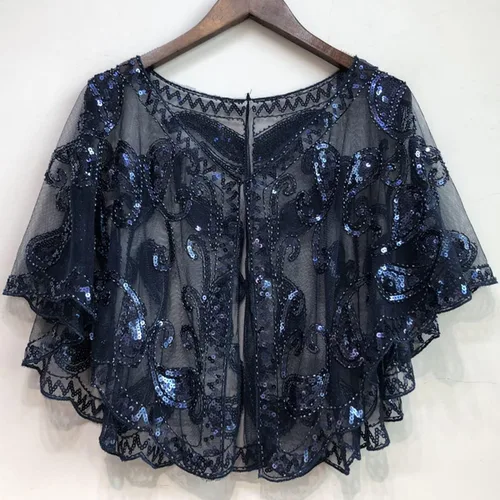 Miniatura 3 de Specell 1920s Shawls and Wraps for Evening Dresses,Wedding Shawl,Handmade Sequin Beaded Evening Shawl Bridal Wrap 22