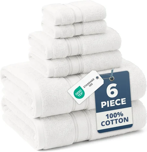 Miniatura 94 de Lane Linen Juego de 4 toallas de baño de 100 % algodón (35 x 66 pulgadas), juego de toallas de baño extragrandes de algodón sin torsión, secado Gris