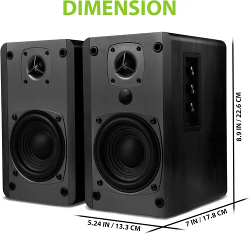 Miniatura 3 de SINGING WOOD BT27 - Altavoces Bluetooth activos, con control y control remoto, monitor de estudio con 2 entradas auxiliares de línea, 54 vatios RMS