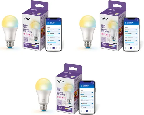 Miniatura 9 de WiZ Connected Bombillas inteligentes LED A19 de 100 W, sintonizables, color blanco, se conecta a tu Wi-Fi, bombilla inteligente E26, controla