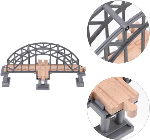 Miniatura 2 de Gadpiparty Puente de madera de la pista del tren accesorio de juguete para los niños creativo puente de tren ligero para construir diferentes