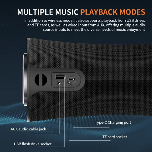Miniatura 8 de CYBORIS Altavoz Bluetooth portátil, altavoces inalámbricos de 80 W con graves profundos, sonido estéreo envolvente de 360 grados, tiempo