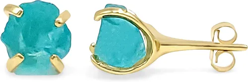 Miniatura 105 de Aretes de piedra preciosa natural en bruto con oro amarillo sobre plata de ley 925, 6 a 0.276 in, regalo de piedra de nacimiento de calidad genuina