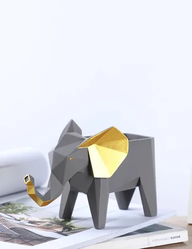 Miniatura 7 de HAUCOZE Maceta de estatua de elefante, maceta para suculentas, escultura de animal moderna, decoración del hogar, regalo para sala de estar