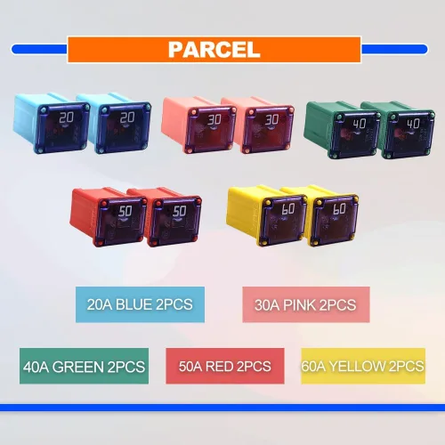 Miniatura 6 de Kit de fusibles de bloque pequeño cuadrado de perfil bajo para automóvil, 20A, 30A, 40A, 50A, 60A, para automóvil, SUV, RV, caravana, carrito