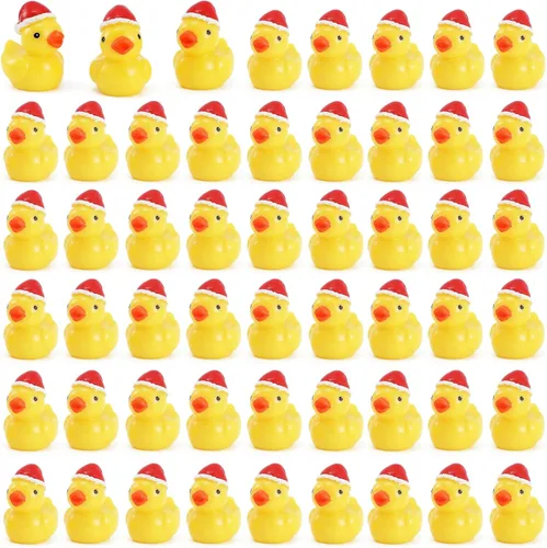 50 mini patos de resina, mini patos de Navidad, figuras de pato en miniatura para manualidades, casa de muñecas, decoración del jardín, decoración