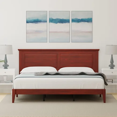 Miniatura 11 de Glenwillow Home Cama de plataforma de madera maciza estilo cabaña en tamaño matrimonial - Cereza clásica