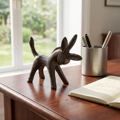 Miniatura 9 de EXCEART Figura de burro de hierro forjado para el hogar con elegante escultura de animal para dormitorio, oficina, estudio, decoración de sala