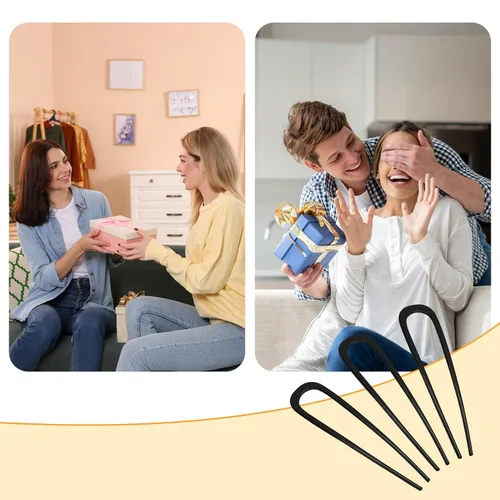 Miniatura 5 de 3 horquillas de metal para el pelo francés, para mujer, horquillas para moños, accesorios metálicos para el cabello (negro)