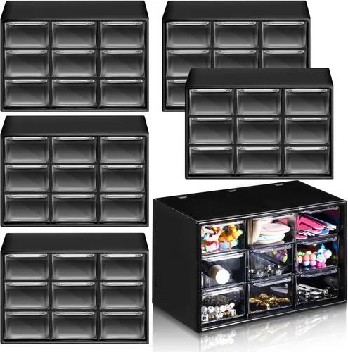 Amyhill 6 Piezas Organizador Mini de Cajones Organizador Pequeño con 9 Cajones Caja de Almacenamiento de Manualidades de Plástico de Escritorio para