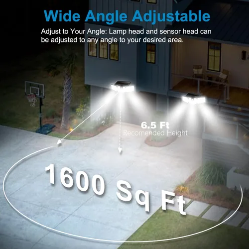Miniatura 3 de AmeriTop - Luces solares para exteriores, 2 paquetes, 233 LED de alta luminosidad, luces solares sin cable con sensor de movimiento; 3 cabezas