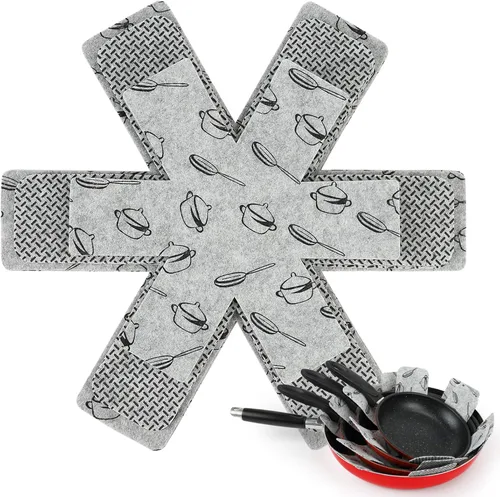 BYKITCHEN Protectores de ollas y sartenes para apilar, juego de 9 y 3 tamaños, separadores de sartenes de fieltro para ahorrar espacio, protectores