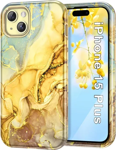 Miniatura 11 de Btscase Funda para iPhone 15 de 6.1 pulgadas (2023), patrón de mármol 3 en 1, resistente a prueba de golpes, cuerpo completo, policarbonato