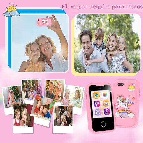 Miniatura 7 de Teléfonos inteligentes para niños, juguetes para niñas y niños de 3 a 8 años, juguetes de aprendizaje para niños pequeños con juegos educativos, Rosa