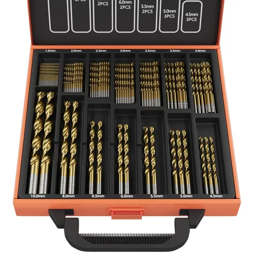 ENERTWIST Juego de brocas con revestimiento de titanio, 99 brocas de acero HSS de alta velocidad para metal, madera, plástico, aleación de aluminio,
