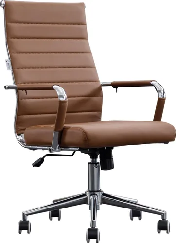 Miniatura 10 de Silla de oficina en casa acanalada, sillas modernas de cuero para sala de conferencias, silla ergonómica de escritorio de oficina, silla ejecutiva