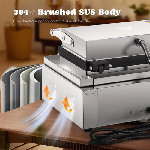 Miniatura 6 de Moongiantgo Máquina comercial para hacer gofres para perros de maíz, 6 unidades de 1550 W, plancha de prensa de queso para perros calientes, control