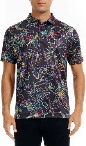 Miniatura 2 de DEOLAX Mens Golf Shirt Performance Moisture Wicking Mens Polo Shirts Fashion Print Dry Fit Polo Shirts Short Sleeve Soft