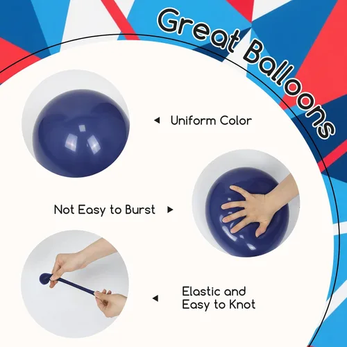 Miniatura 4 de 60 unidades de globos rojos y azules de 12 pulgadas con globos azul marino, azul pizarra y rojo polvoriento para decoraciones de baby shower, Azul