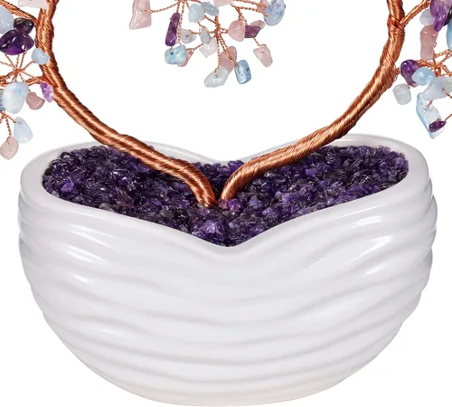 Miniatura 7 de Jovivi Árbol bonsái de cristal natural con forma de corazón y piedras preciosas curativas para ceremonia de boda, reiki, equilibrio energético