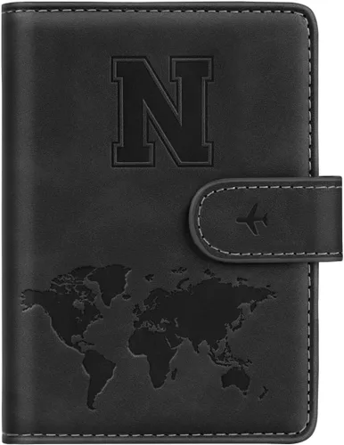 Miniatura 83 de Funda para Pasaporte Personalizada con Letra de la A a la Z, Billetera de Viaje con Bloqueo RFID, Funda para Pasaporte, Estuche para Pasaporte