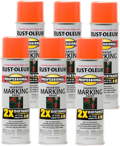 Miniatura 10 de Rust-Oleum 266579 Pintura en aerosol profesional de distancia 2X para marcado invertido, 15 onzas, naranja fluorescente