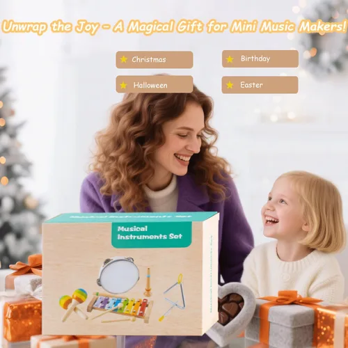 Miniatura 6 de Juguetes para niños de 1 a 2 años, regalos de cumpleaños, instrumentos musicales de madera para niños pequeños de 1 a 3 años, juego educativo