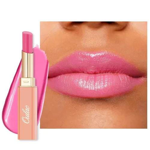 Oulac Lápiz Labial Rosa Hidratante con Brillo - Lápiz Labial Hidratante Bálsamo Labial Tintado Brillante, Acabado Brillante Transparente Jugoso,