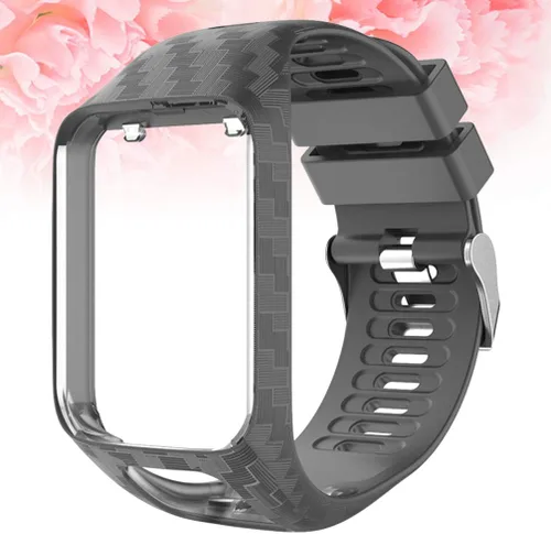 Miniatura 8 de Hemobllo - Correa de reloj inteligente con marco de silicona ajustable para reloj Tomtom 2/3, color gris