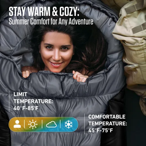 Miniatura 3 de VENTURE 4TH Saco de dormir para mochileros – XXL, tamaños dobles e individuales – Saco de dormir ligero para clima cálido y frío para adultos, niños