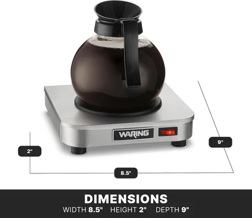 Miniatura 3 de Waring Commercial WCW10 Café Deco - Calentador de jarra de café individual, 120 V, enchufe de 5 a 15 fases, quemador individual plateado