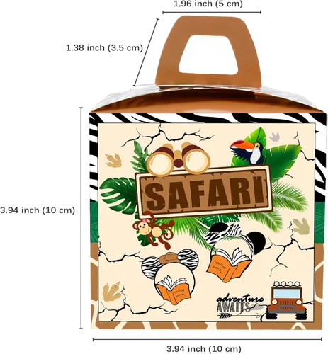 Miniatura 3 de 24 cajas de golosinas de regalo para fiesta de safari de ratón de la selva, animales de safari tropical, Let's Go Wild One cumpleaños, revelación