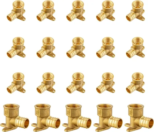 Miniatura 21 de Paquete de 5 accesorios PEX, adaptador de codo de oreja NPT roscado hembra Pex de 1/2 pulgadas x 1/2 pulgadas, accesorios de engarce de latón