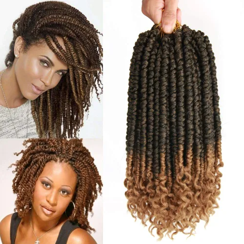 Miniatura 11 de ROSESSEA Cabello de ganchillo negro de 12 pulgadas para mujeres negras, 8 paquetes de trenzas de ganchillo, trenzas de ganchillo rizado con resorte