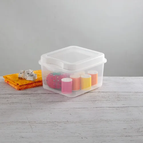 Miniatura 5 de Sterilite FlipTop, contenedor de almacenamiento pequeño apilable con tapa con bisagras, contenedor de plástico para organizar el escritorio