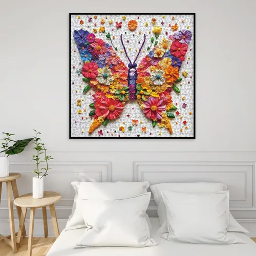 Miniatura 6 de Rompecabezas de alas de mariposa coloridas para adultos, 1000 piezas, rompecabezas estético de plantas de flores, rompecabezas de bordado