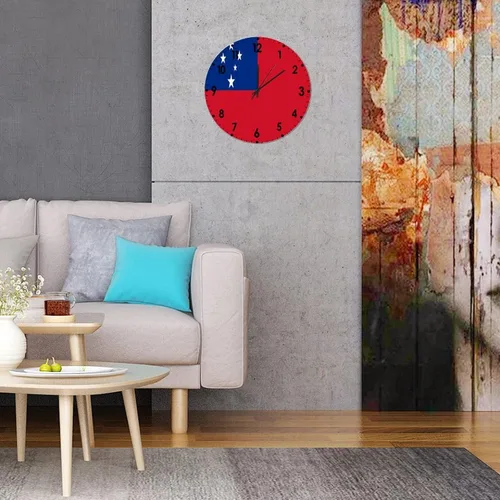 Miniatura 519 de Cheyan Reloj de pared con bandera de Canadá de 12 pulgadas, silencioso, sin tictac, de PVC, funciona con pilas, reloj redondo decorativo, regalo