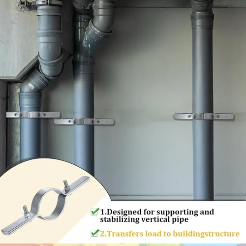 Miniatura 5 de MorningRo 4 abrazaderas verticales de tubo de 3 pulgadas, soportes de tubo rígido de acero galvanizado para fijación de conductos de cobre, hierro