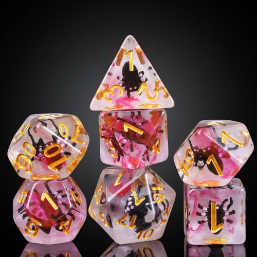 Miniatura 31 de Cusdie Dados DND de 7 troqueles, juego de dados poliédricos rellenos de animales, para juegos de rol, dados D&D (perro gris)